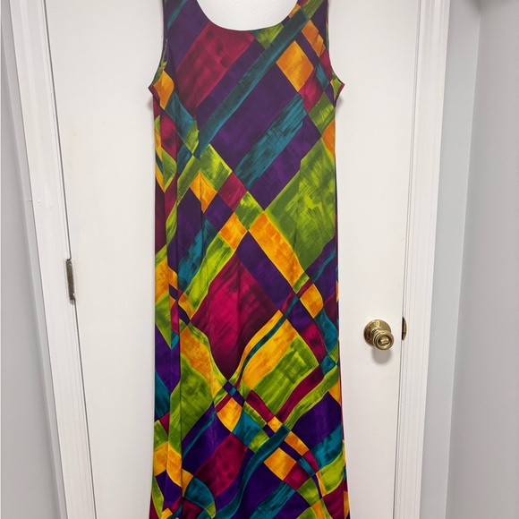 Vintage Jessica Howard Multicolor Plaid Maxi Dress - Picture 1 of 3